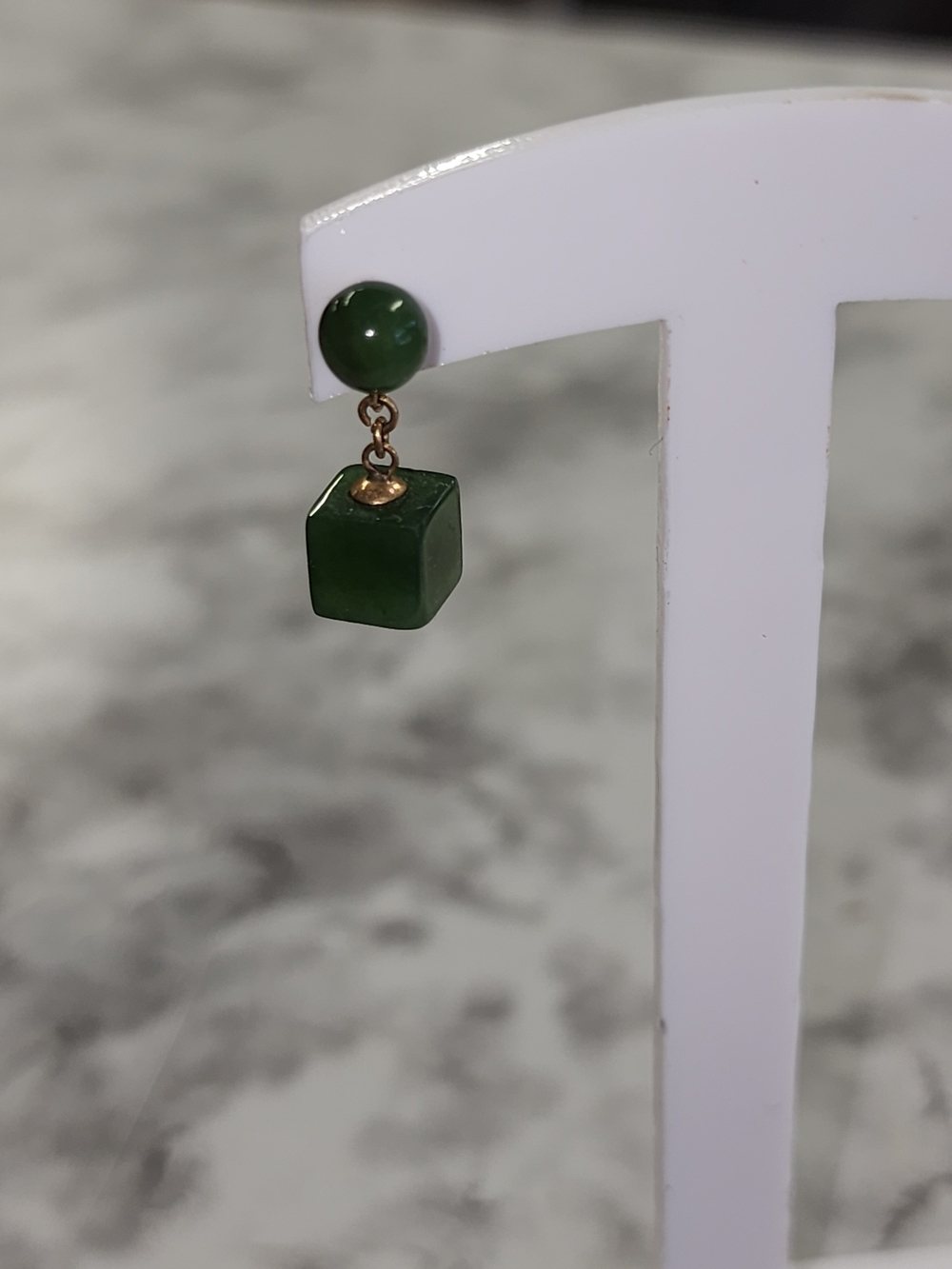 Antique Jade And 14kt. Drop Earrings
